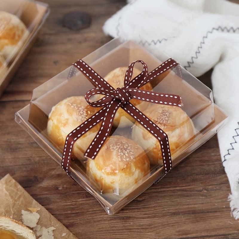 Set 50 hộp giấy Kraft vuông đựng bánh / Hộp đựng đồ ăn