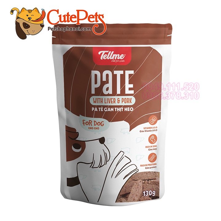 Pate cho chó Tellme 130g Gan thịt heo Thức ăn ướt cho chó - Phụ kiện thú cưng Hà Nội