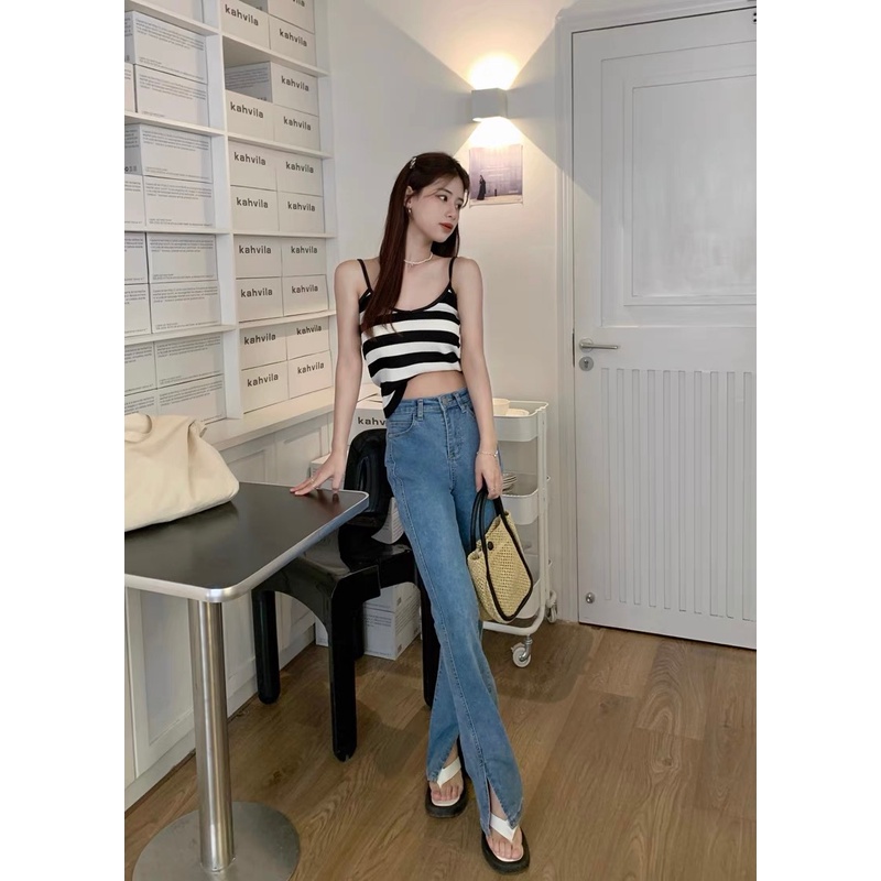 Áo hai dây nữ cổ tim quai mảnh crotop MS640