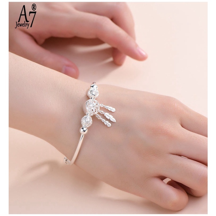 Vòng tay hở mạ bạc 925 có thể điều chỉnh dành cho nữ