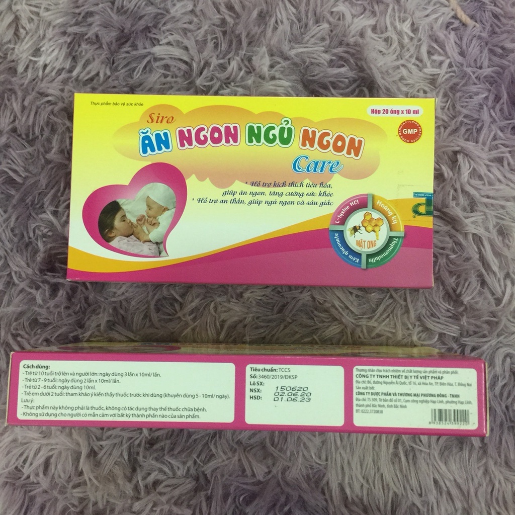 Siro Ăn Ngon Ngủ Ngon Care, hộp 20 ống giúp bé ăn ngon, tăng đề kháng Hàng chính hãng