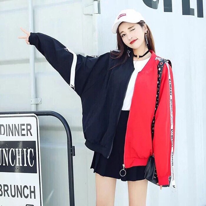 Áo khoác dù phối 2 màu dây tay dài phong cách Hàn Quốc, rẻ đẹp