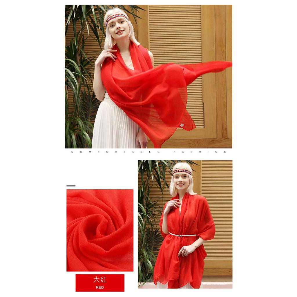 Khăn quàng lụa lanh cotton trắng mỏng đa thời trang xuân thu dành cho nữ