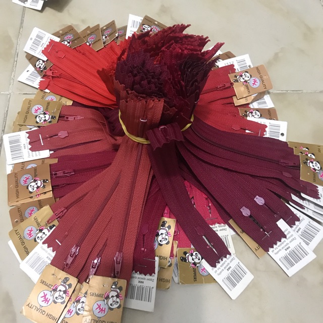 Dây kéo HKK 18cm may quần tây, bóp ví tông đỏ