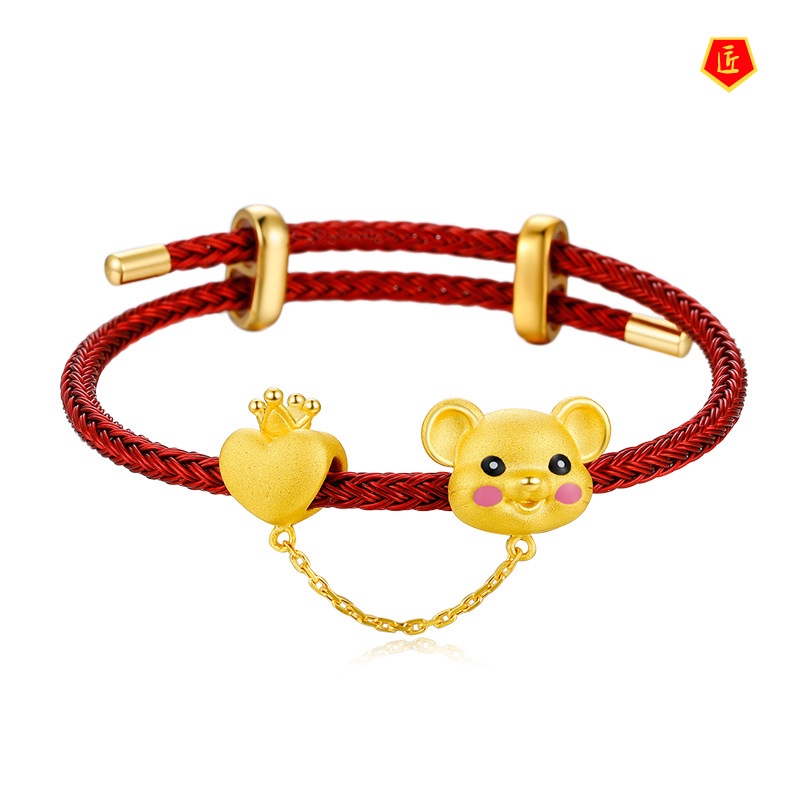 Vòng Tay Mạ Vàng Hình Trái Tim / Vương Miện / Chú Chuột Dễ Thương Cho Nữ