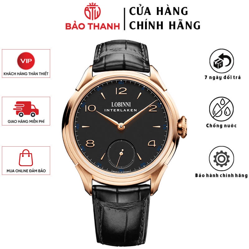 Đồng Hồ Nam LOBINNI No.16010-2 Chính Hãng BH 24T Chịu Nước 50m Kính Chống Xước Dây Da Cao Cấp (Máy Cơ Tự Động)