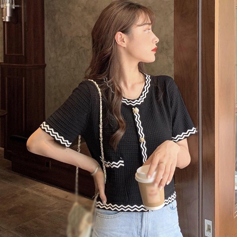 Áo Len Tay Ngắn Thời Trang Thanh Lịch Phong Cách Hàn Quốc Dành Cho Nữ | BigBuy360 - bigbuy360.vn