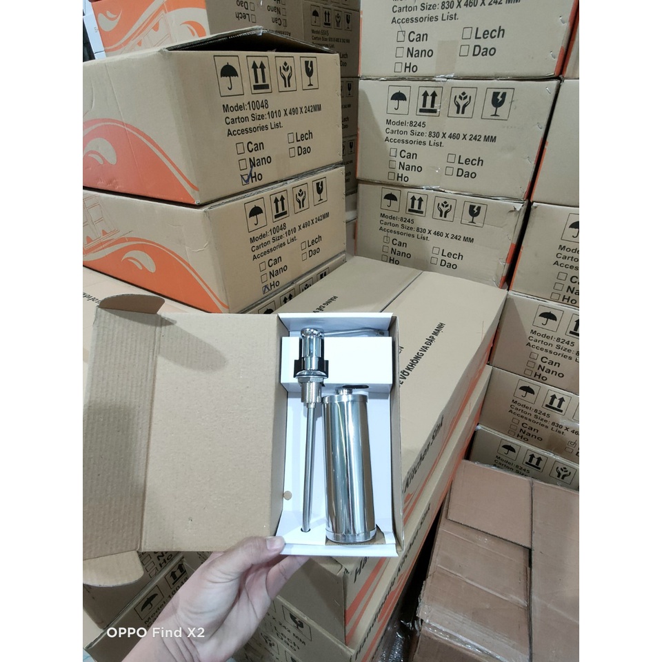 Bình Nước Rửa Chén Bình Xà Bông Nhấn Hơi Bằng 100% Inox Lắp Âm Thành Chậu