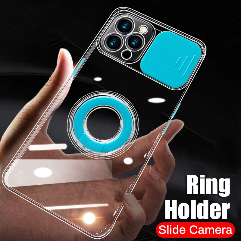 Ốp Điện Thoại Mềm Trong Suốt Kiểu Trượt Bảo Vệ Camera Cho iPhone 11 12 13 14 Pro Max 14 Plus 12 13 Pro Max