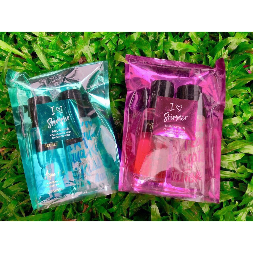 Set 2 Xịt thơm body Victoria’s Secret I Love Shimmer Gift Set (mùi ngẫu nhiên)