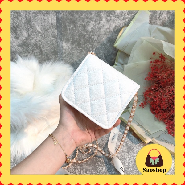 Túi Xách Nữ Đeo Chéo Mini Nhiều Ngăn Chất Da Mềm Trần Trám Size 12x10cm Windy.com saoshop.vn