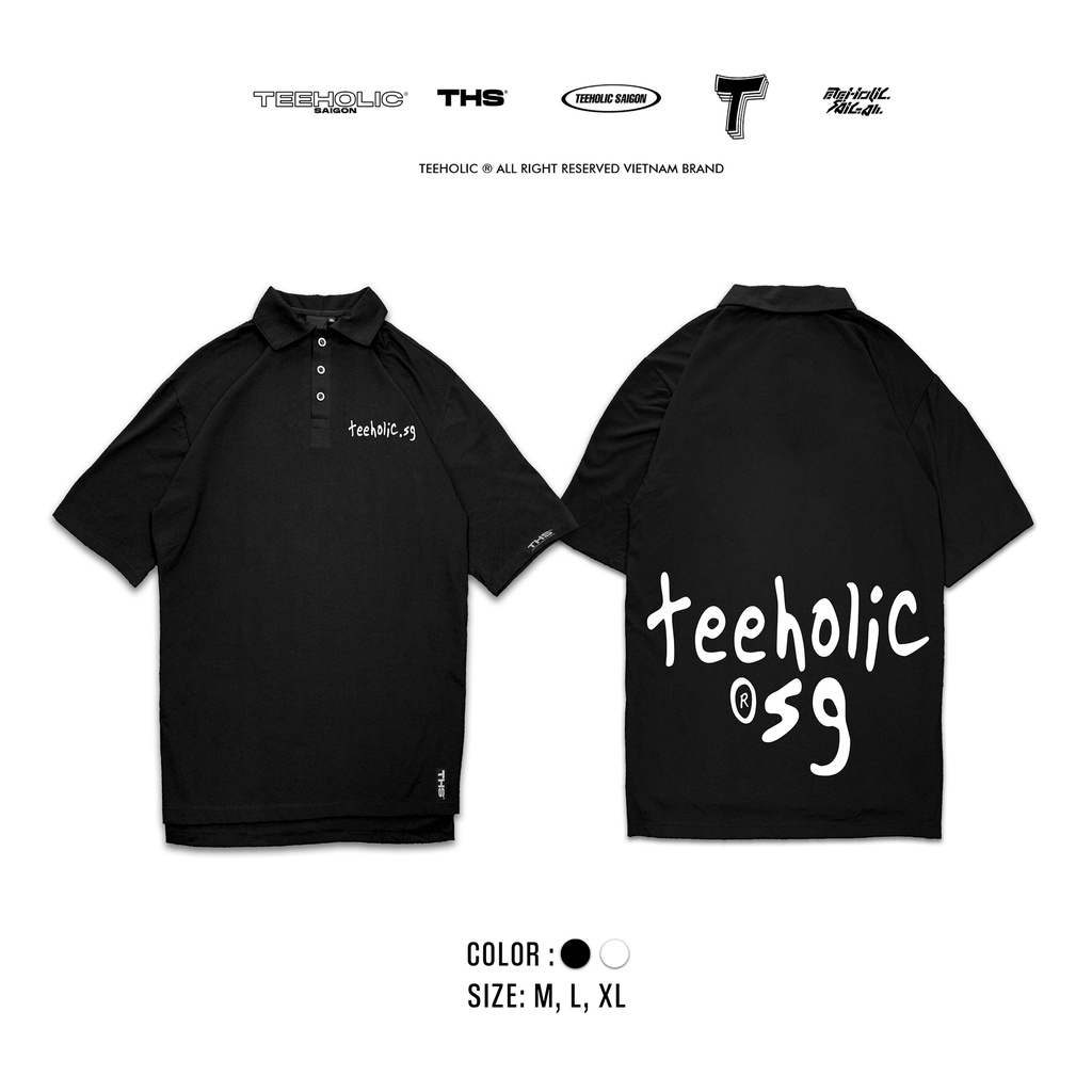 Áo Polo Unisex Nam Nữ TeeHolic Màu Đen Trắng In Logo THS