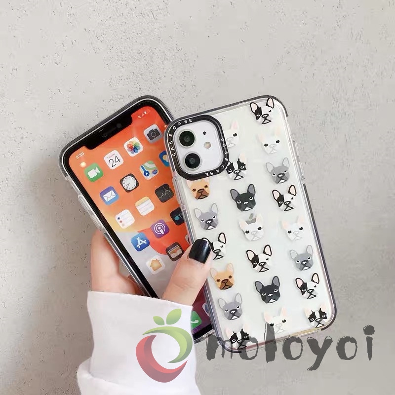 Ốp điện thoại mềm hình chú Bull Pháp màu đen có khung viền lens iPhone 6 6s 7 8 Plus 7plus 11 XR X XS MAX 11PRO MAX