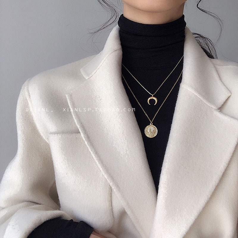 Vòng Cổ Hai Mảnh Mặt Trăng Và Đồng Xu Cá Tính i88