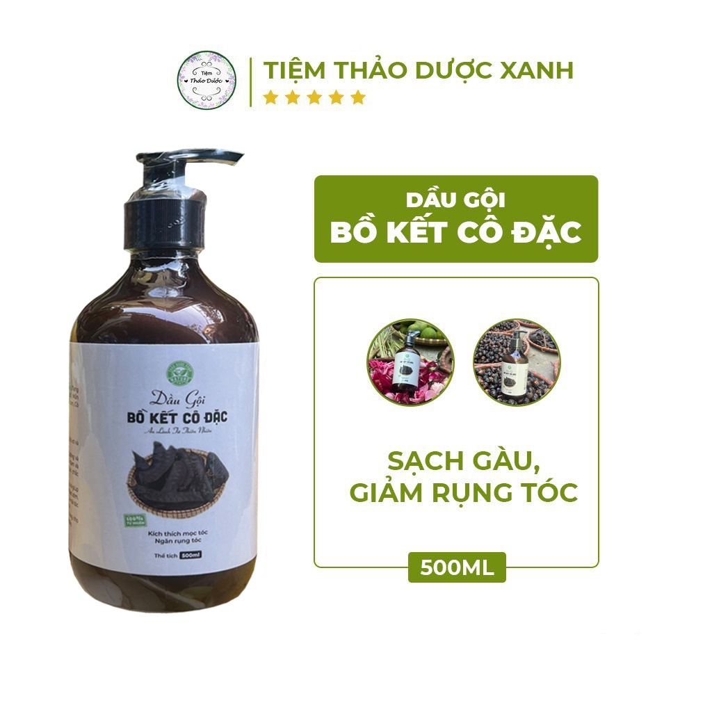 Dầu gội bồ kết cô đặc/ dầu xả dừa, giúp kiềm dầu, sạch gàu, nấm, ngứa, ngăn rụng tóc handamde Thảo Dược Xanh
