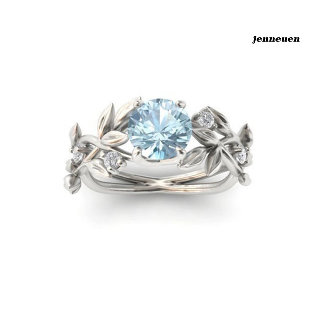 Nhẫn Hợp Kim Hình Lá Đính Đá Lấp Lánh Cho Nữ