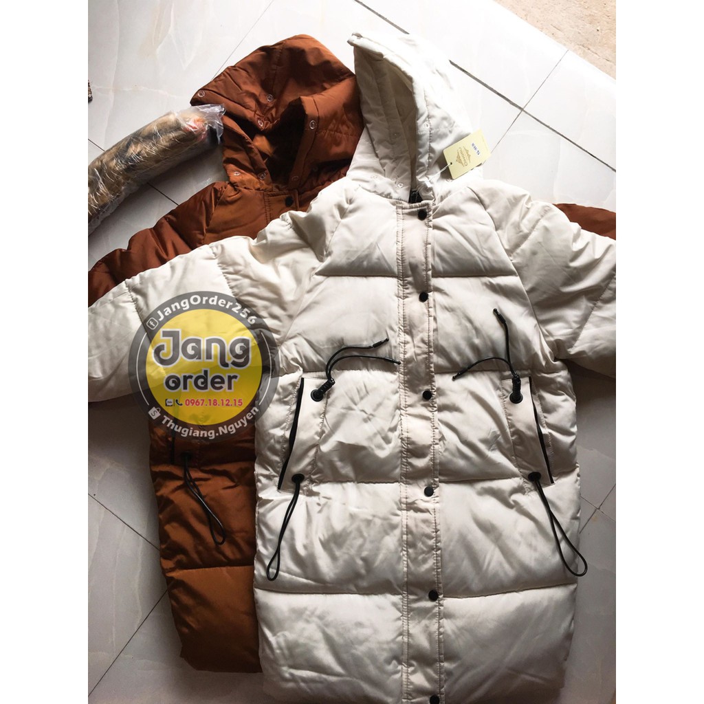 Áo phao nữ dáng dài mũ lông thời trang