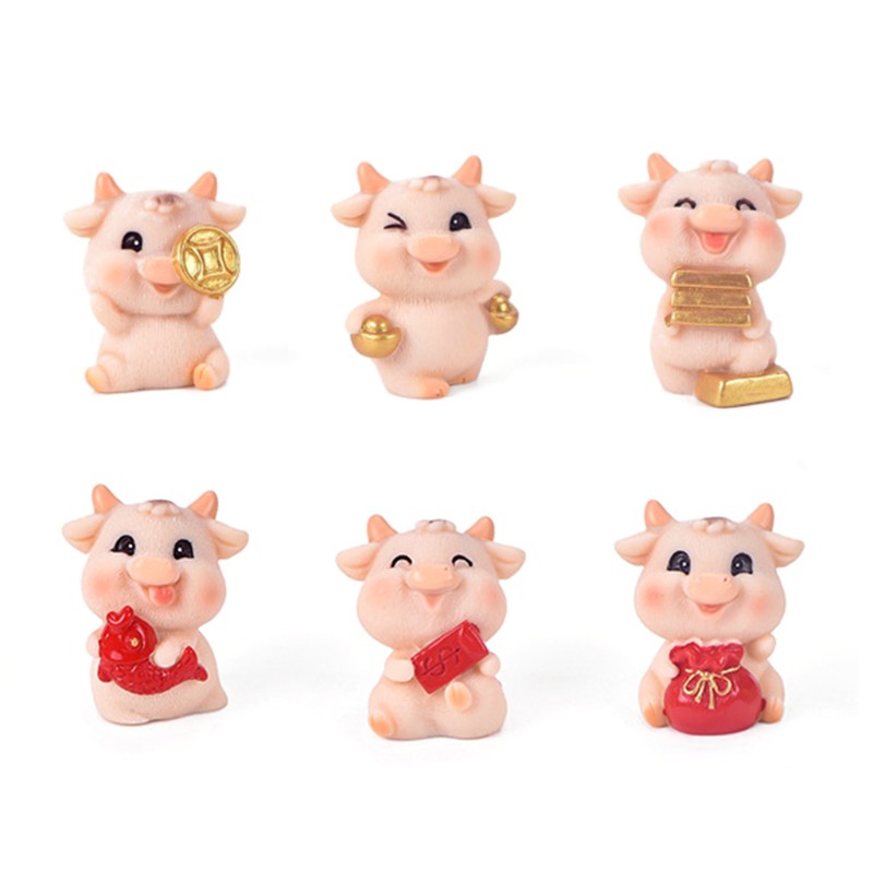 Set 6 Tượng Bò Sữa Bằng Nhựa Dùng Để Trang Trí Tiểu Cảnh