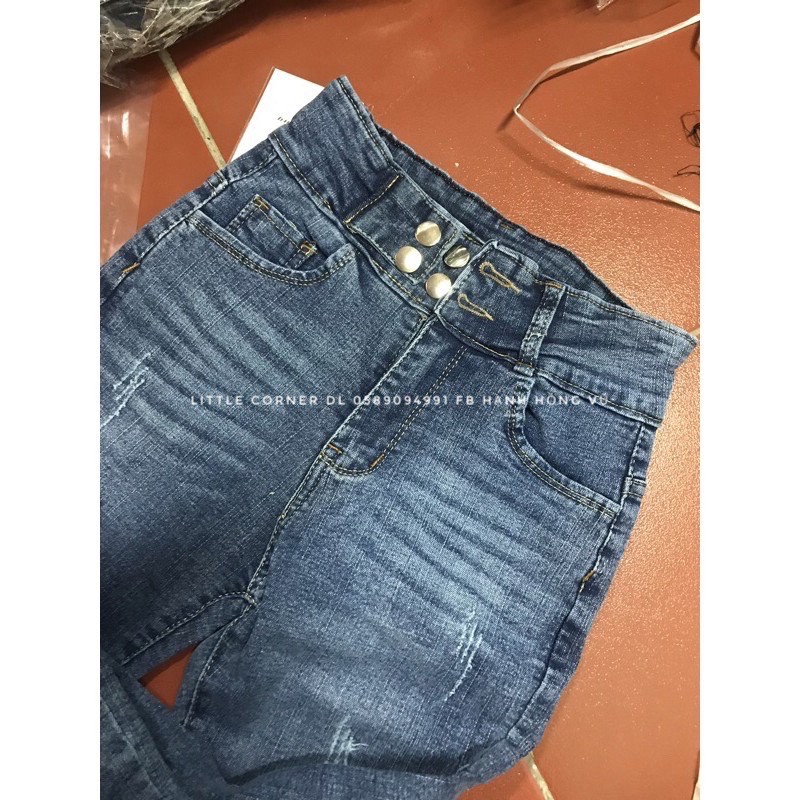 Quần jean ôm legging TOPSHOP lưng cao 4 nút rách gấu quảng châu kèm ảnh thật