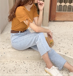 Áo pull tay rút nơ