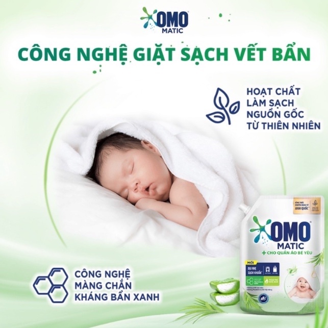 NƯỚC GIẶT OMO MATIC DỊU NHẸ CHO QUẦN ÁO BÉ YÊU TÚI 3.6kg