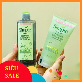 Sữa rửa mặt và nước hoa hồng toner simple