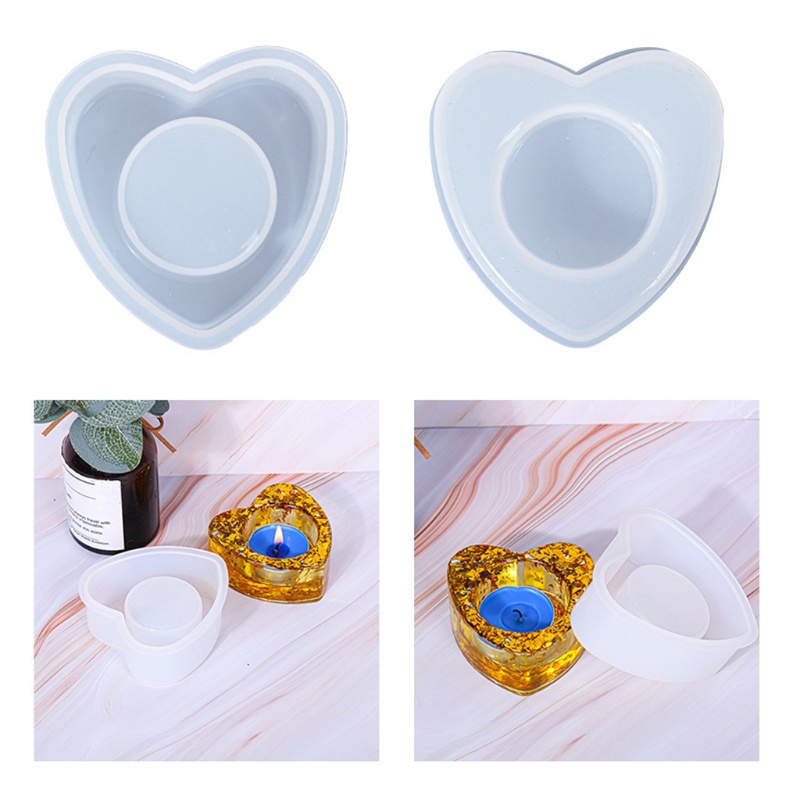 Khuôn silicone tạo hình làm giá đỡ nến hình trái tim DIY
