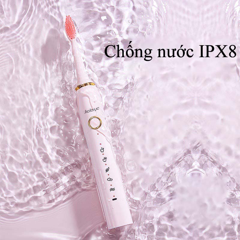 Bàn Chải Điện Tự Động 5 in 1 Cao Cấp JIALAIYA X100 Tẩy Trắng Răng Máy Đánh Răng Lông Mềm Cho Bé Tặng 5 Đầu Bàn Chải Điện