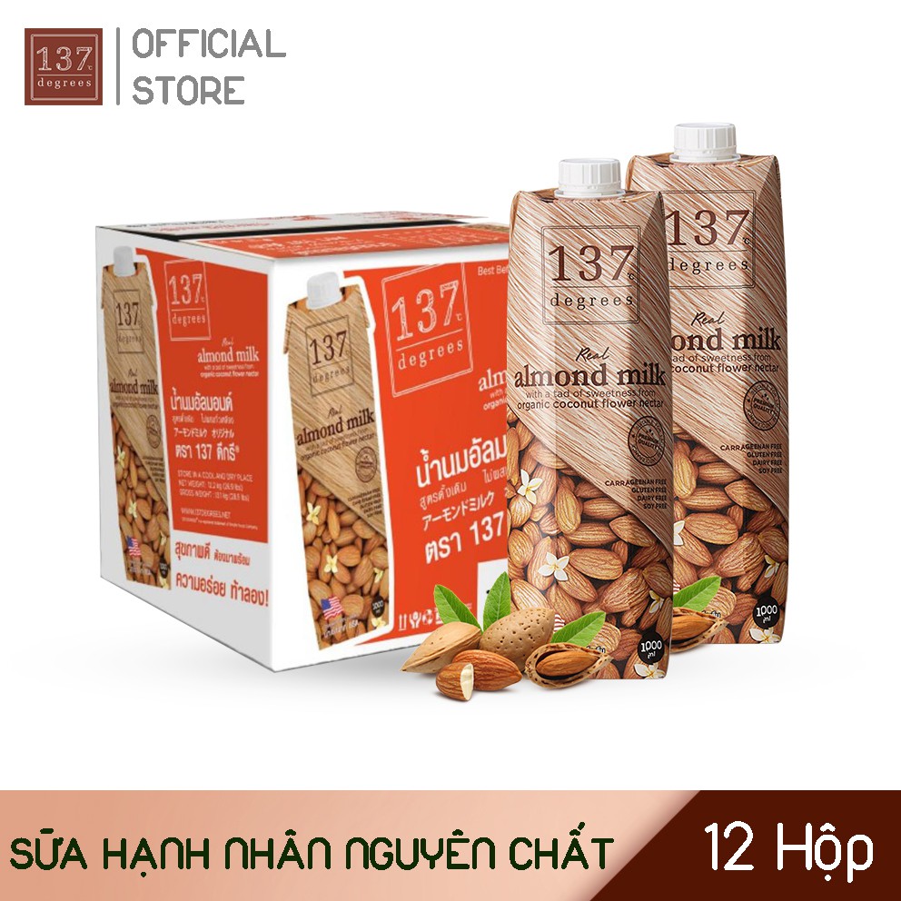 Thùng Sữa Hạt HẠNH NHÂN Truyền Thống - 12 Hộp 1000ml