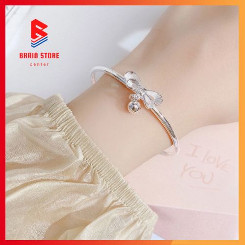 Vòng đeo tay gắn nơ đính chuông phong cách Hàn Quốc cực xinh