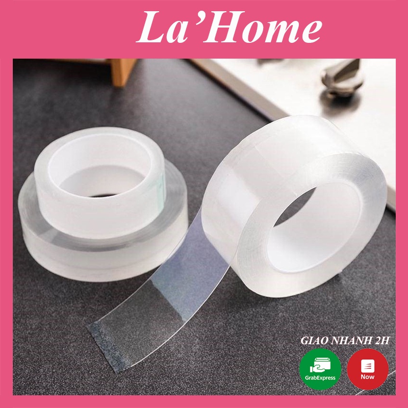 Băng dính 2 mặt trong suốt TulaHome đa năng, cuộn băng keo 2 mặt siêu dính không thấm nước