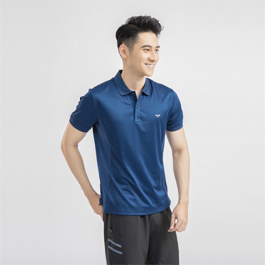 Áo thun polo nam chính hãng ARISTINO APS030S1 áo phông có cổ bẻ form regular fit màu navy trắng vải polyester cao cấp