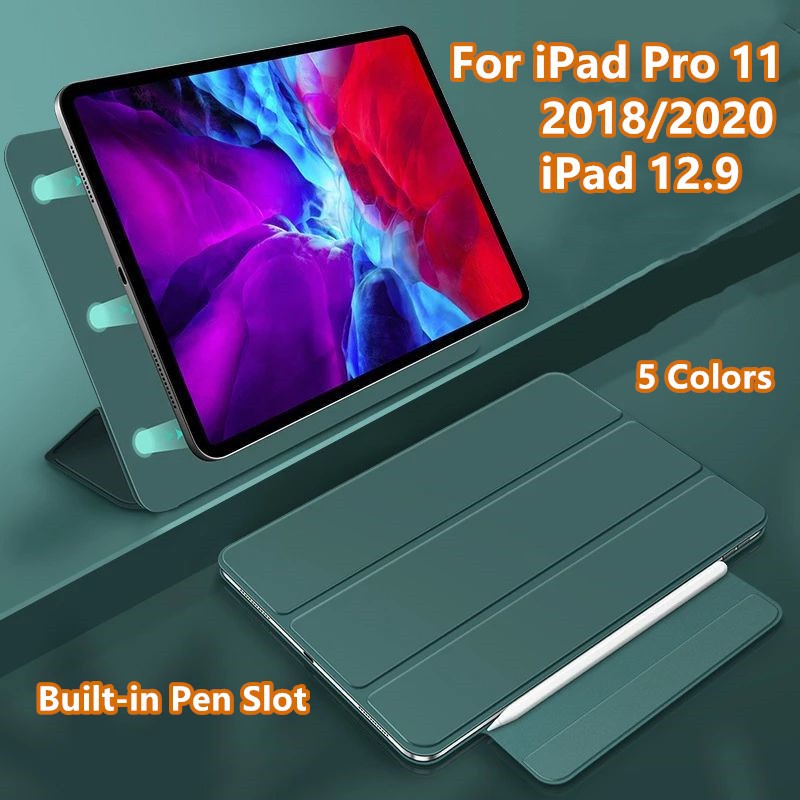 Bao da có khóa nam châm và ngăn đựng bút cảm ứng thích hợp cho ipad pro 11 2020 2018 12.9