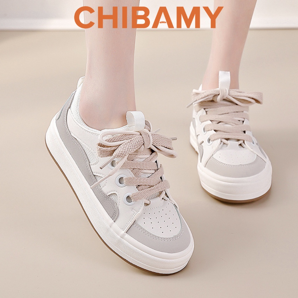 Giày thể thao nữ đế bằng WARRIOR, Giày Sneaker nữ CHIBAMY đế bánh mì dáng basic cao 3 phân