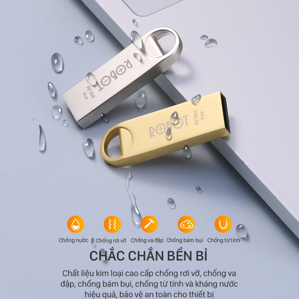 USB 32Gb ROBOT RF332 - USB kim loại cao cấp vàng gold sang trọng - Bảo hành trọn đời