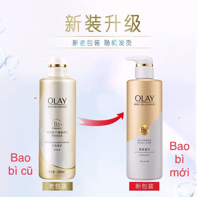 Sữa tắm Olay Vitamin B3 và Vitamin C dưỡng trắng da 500ml