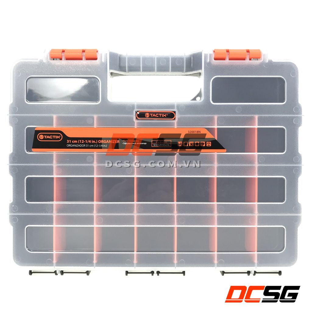 Hộp nhựa đựng mũi khoan, ốc vít 23 ngăn 31x24x5cm TACTIX 320018N | DCSG