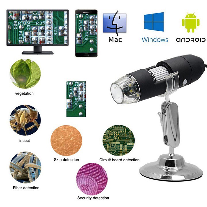 kính lúp điện tử 500x - Kính Hiển Vi Kỹ Thuật Số Digital Microscope Hỗ Trợ Kết Nối OTG Với Điện Thoại Android