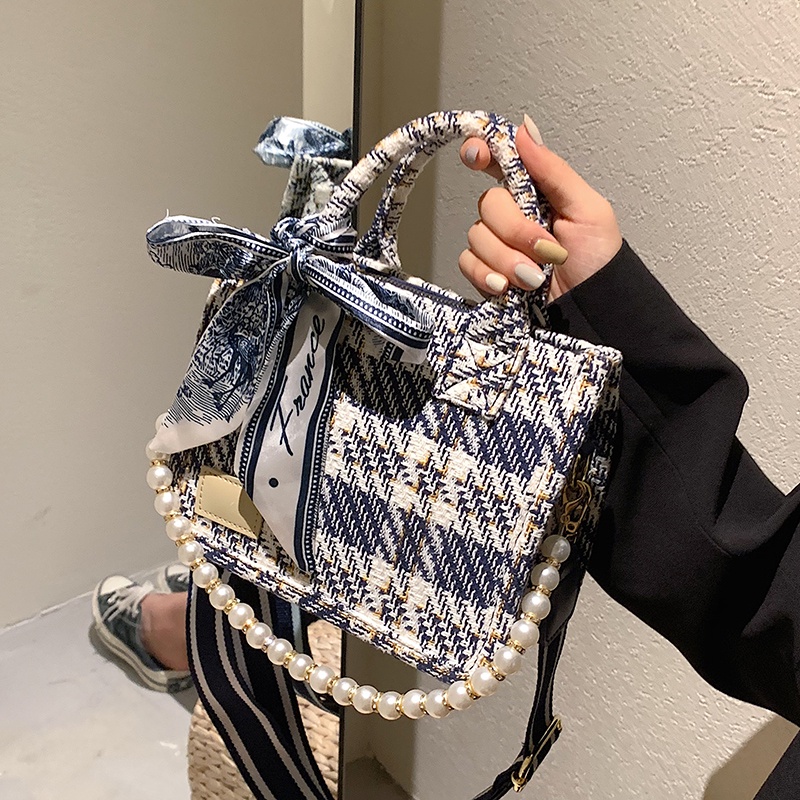 Túi Vuông Xách Tay Nữ Len Đan Thiết Kế Mới Thời Thượng