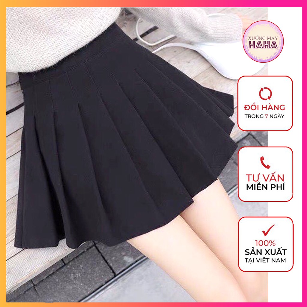 Chân váy Chữ A Xếp Ly Lưng Cao Phong Cách Hàn Quốc, Chân váy ngắn xoè xếp ly