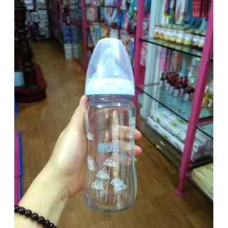 Bình thủy tinh NUK cổ rộng 240ml Silicon siêu mềm 0-6m