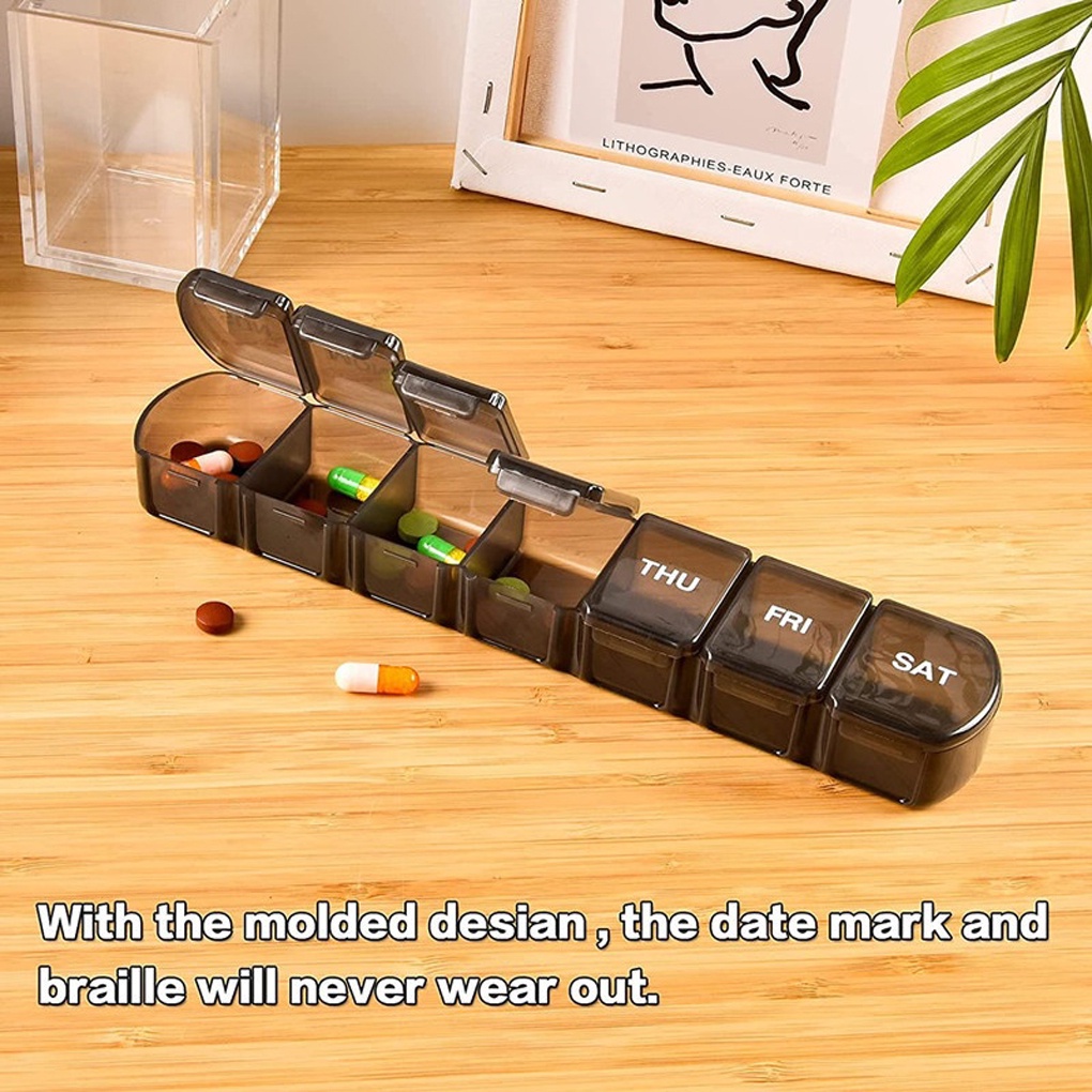 [CHOO] 7 Days Pill Box Holder 7 Compartments Mini Dispensers Storage Splitters Pills Tablet Plastic Container Case