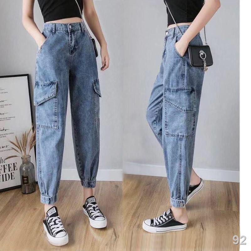 UQuần jean nữ dụng cụ xuân hè 2021 phiên bản mới cạp cao của Hàn Quốc và Xu hướng bố Harlan thẳng mỏng