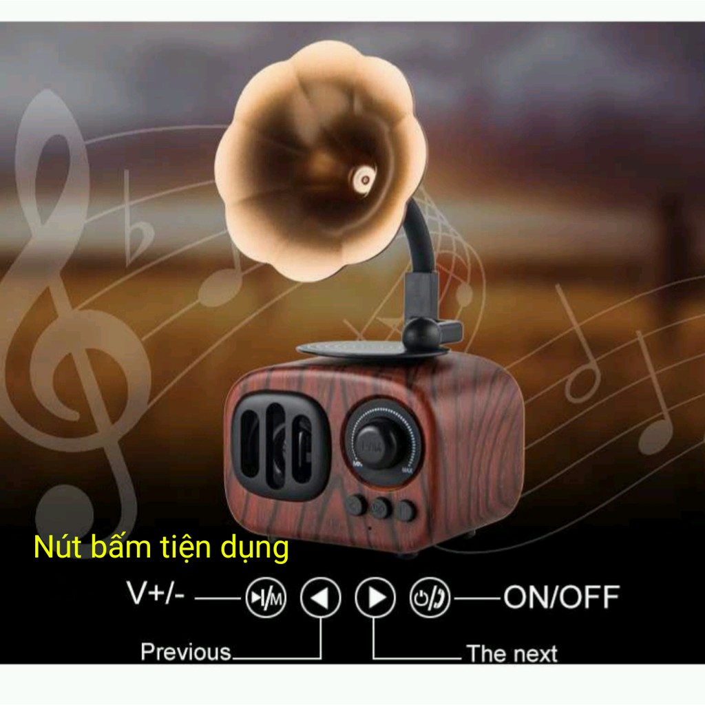 Loa bluetooth AS-90 thông minh, đa kết nối Buetooth, FM cổ điển vỏ nhựa ABS giả gỗ siêu bền chống cháy