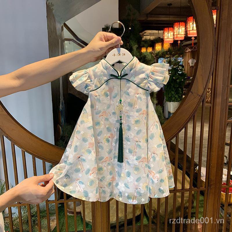 Đầm phong cách Trung Hoa xinh xắn cho bé gái