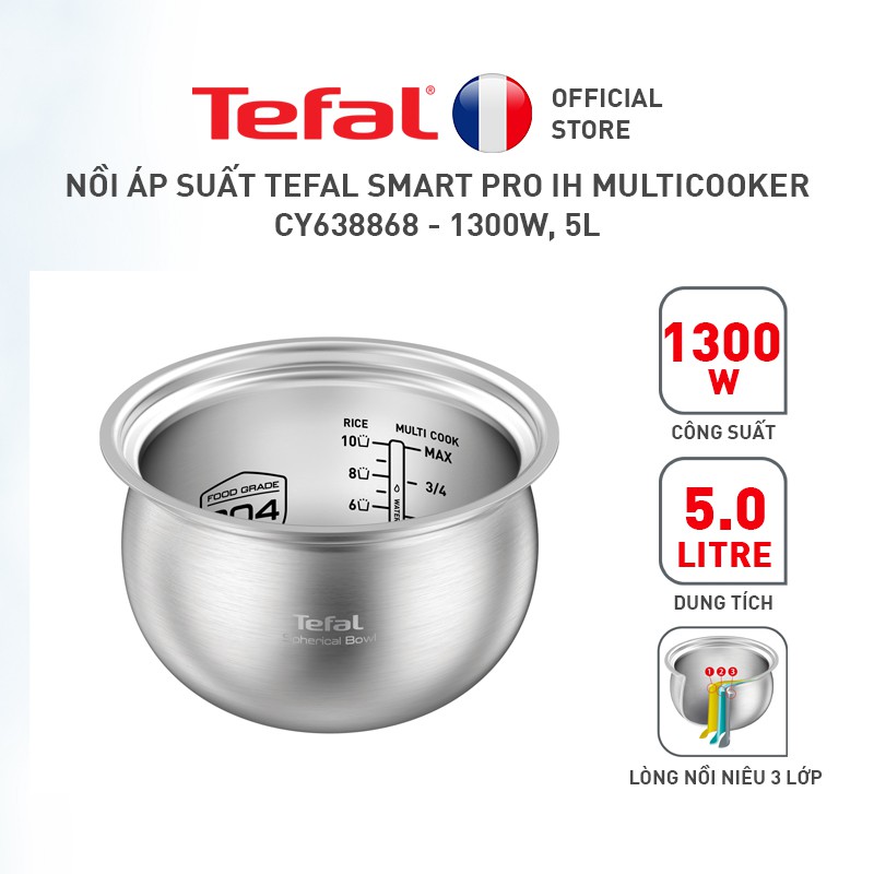 Nồi áp suất Tefal Smart Pro IH Multicooker CY638868 - 1300W, 5L ✅ Bảo Hành Chính Hãng 02 Năm