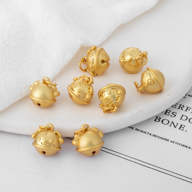 Charm mặt dây Chuông Nhỏ Hình Tròn Màu Vàng 18K 11mm diy Dùng Làm Trang Sức