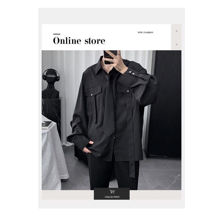 Áo Sơ Mi Nam Dài Tay Màu Tối Phong Cách Hàn Quốc