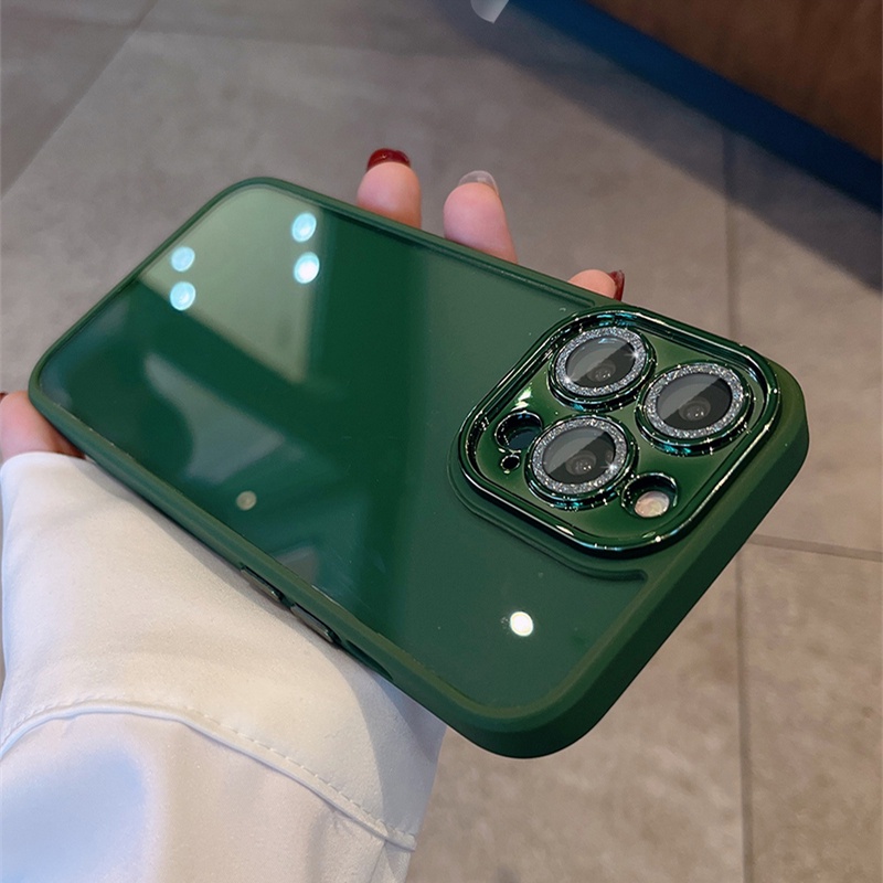 Ốp Điện Thoại Cứng Trong Suốt Lấp Lánh Chống Sốc Bảo Vệ Ống Kính Máy Ảnh Cho iPhone 11 12 13 Pro Max ip13