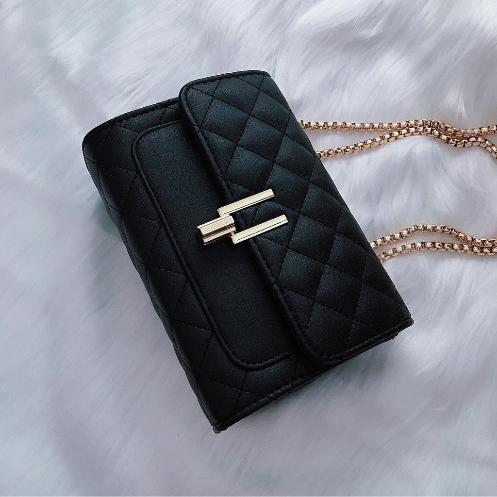 Túi đeo chéo nữ công sở đeo vai có dây xích và khóa Y, Hà túi HT30